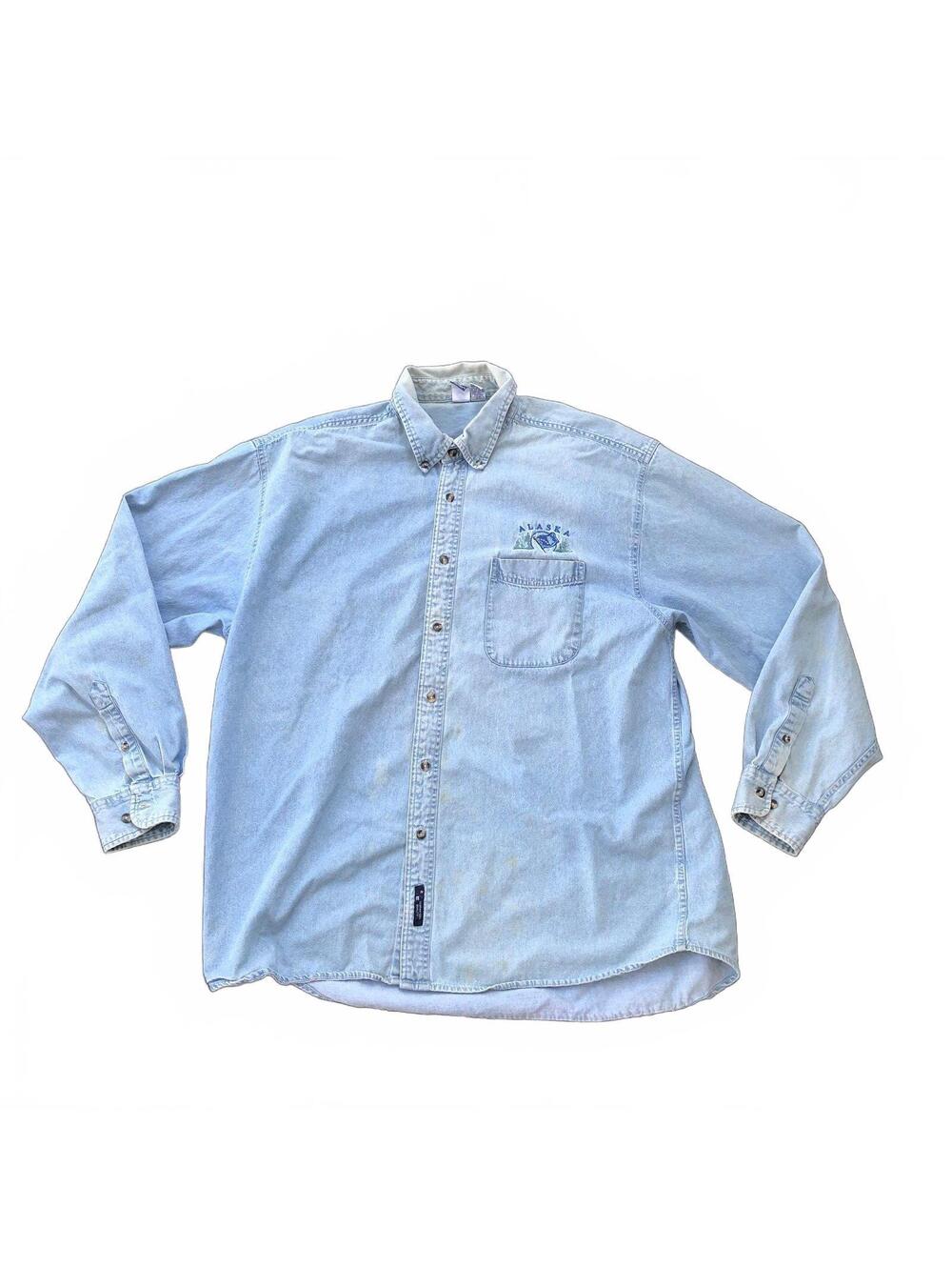 Port and Company Alaska Embroidered Denim Shirt 2XL